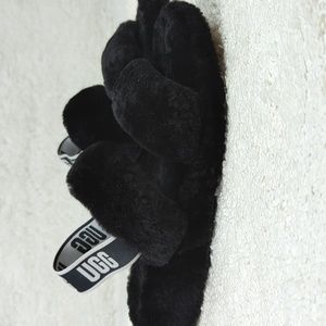 Ugg Shearling Sandals Womens 7 Black Shearling Slippers Shoes